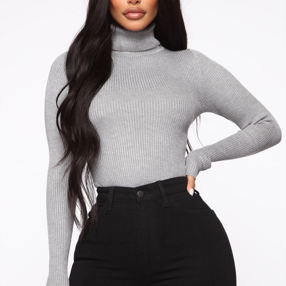 Women's Gray Turtleneck Sweater